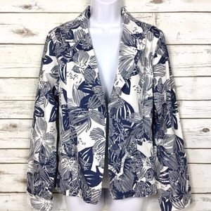 Coldwater Creek Blue and White Floral Print Jacket
